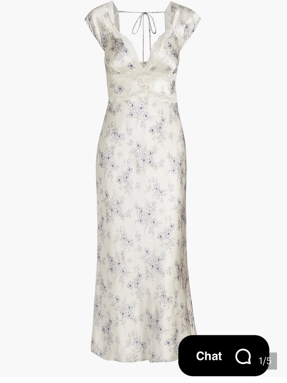 Cami NYC Ivory Maxi Slip Dress with Blue Floral Print